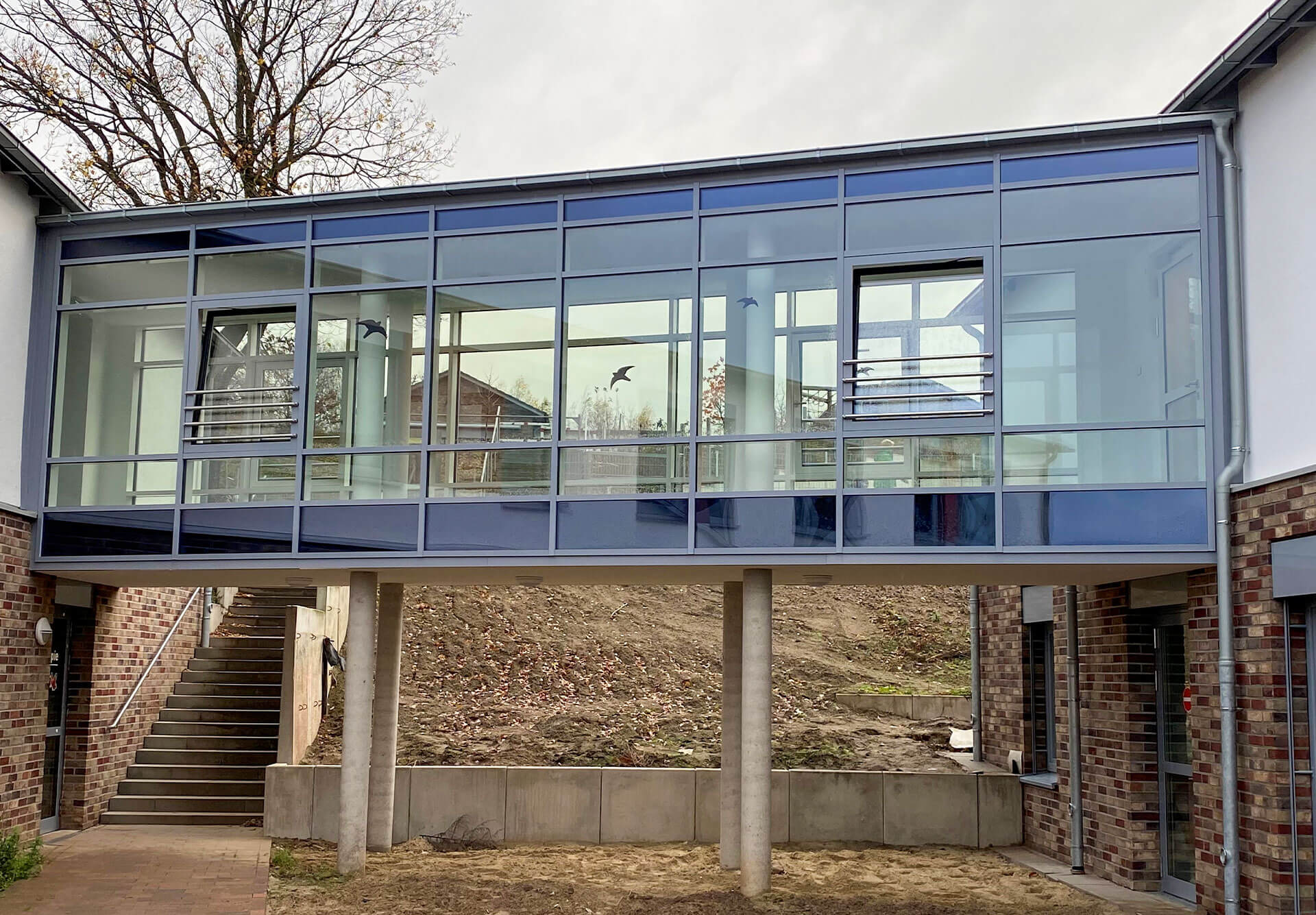 Verbindungsbau mit Aluminium-Glasfassade an der Reha-Klinik Werscherberg